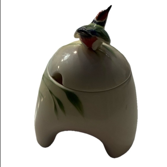 Vintage Franz creamer Ceramic Bird Decor with Green and Cream Design - Picture 2 of 9